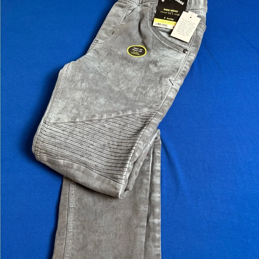 Jogger Fit Jeans Boys Faded distressed Stretch Gray Sz 8‎ Husky Art Class New